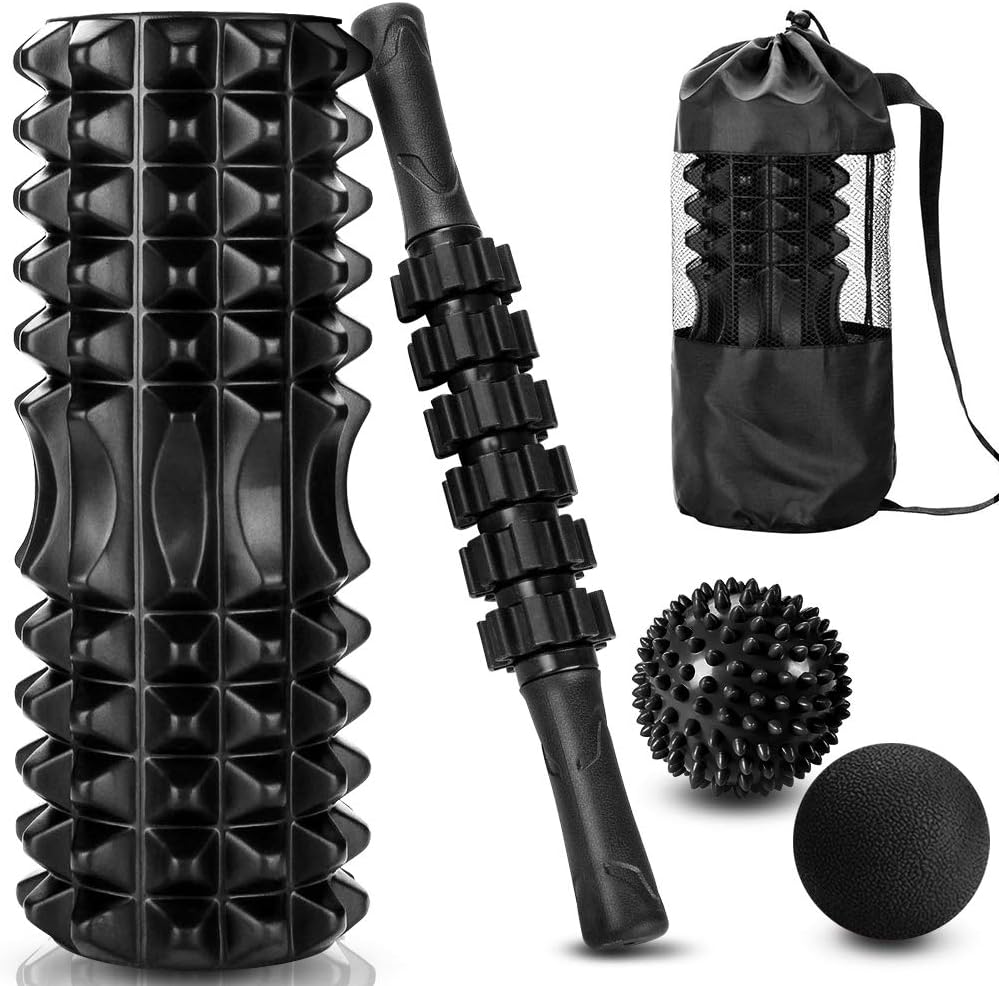 Alignment Stick Set - 5 in 1フォームマッスルマッサージセット,ディープマッスルマッサージスティック,ピラティス,ヨガ,全身,フィットネスエクササイズ