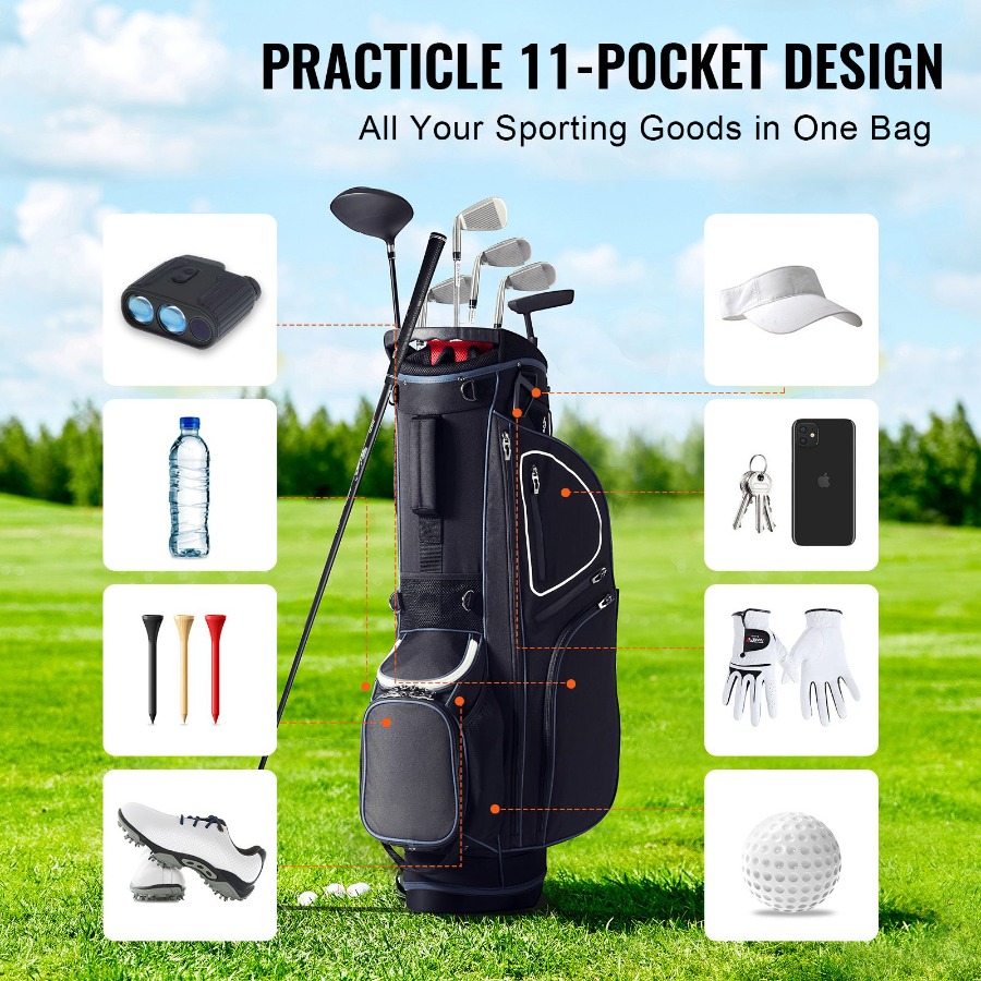 14ウェイオーガナイザーディバイダートップ付きゴルフカートバ - Golf Bag Stand Cart のレビューと価格