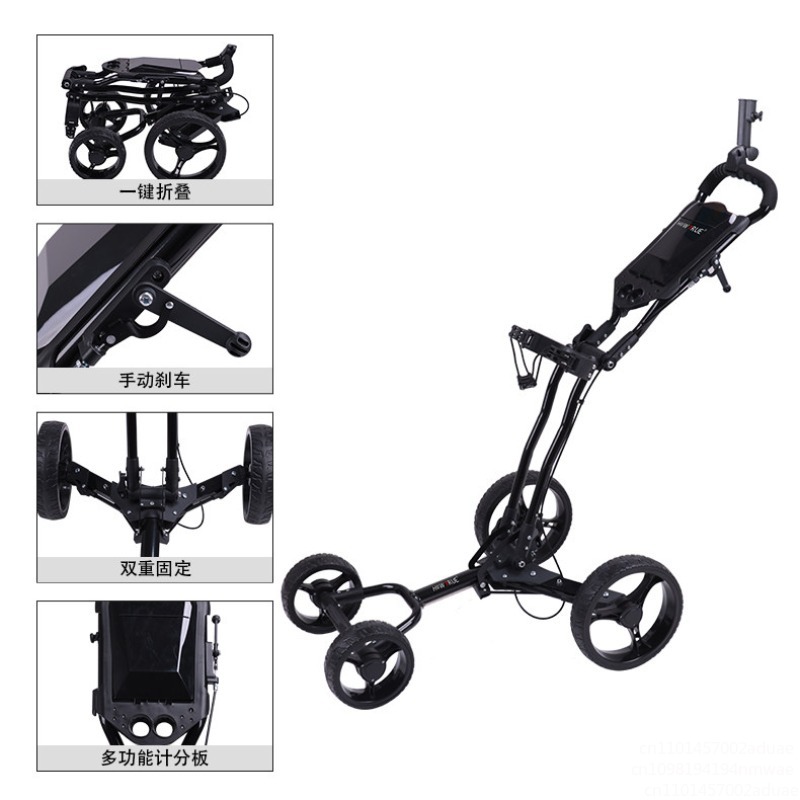 ゴルフプッシュカート回転式折りたたみ3輪プルカートゴルフカー - Golf Bag Stand Cart のレビューと価格