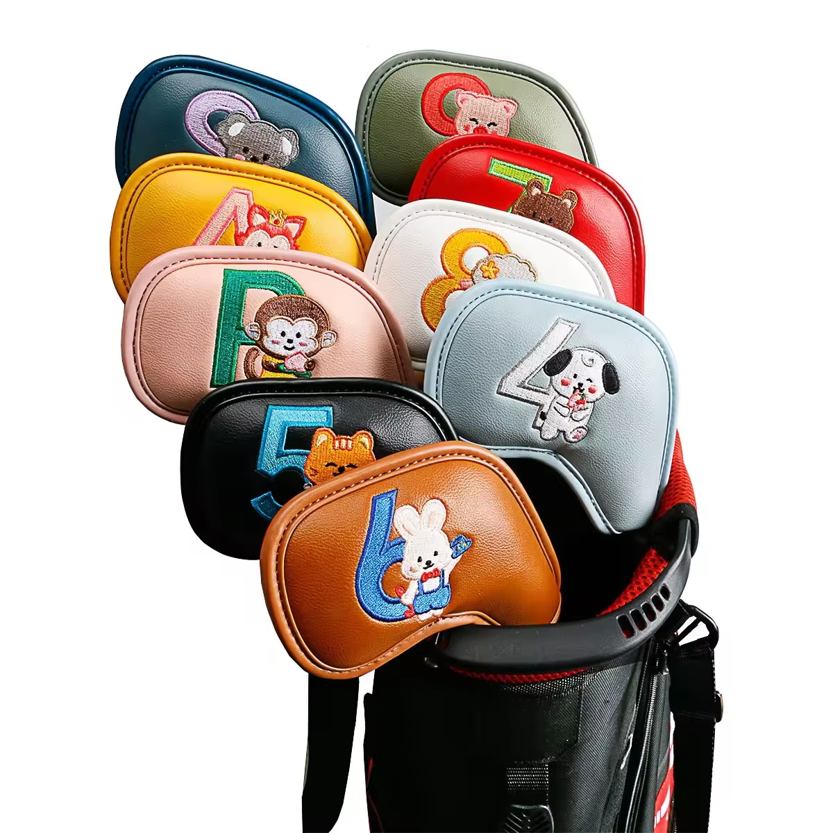 9個入りのかわいい漫画風動物ゴルフアイアンヘッドカバー、PU - Golf Equipment Nearby のレビューと価格