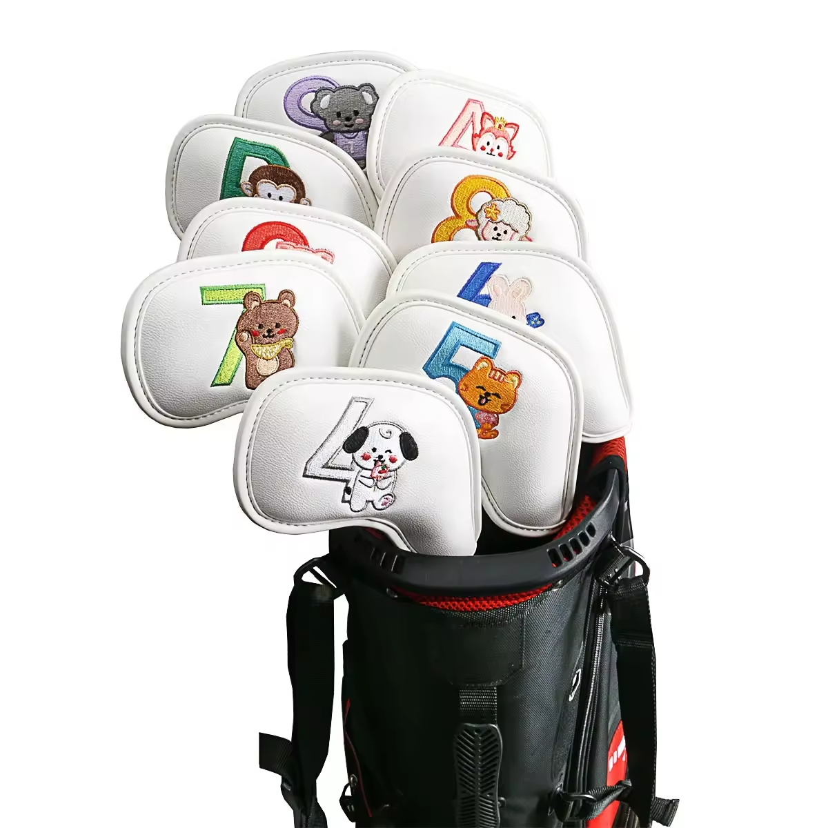 9個入りのかわいい漫画風動物ゴルフアイアンヘッドカバー、PU - Golf Equipment Nearby のレビューと価格