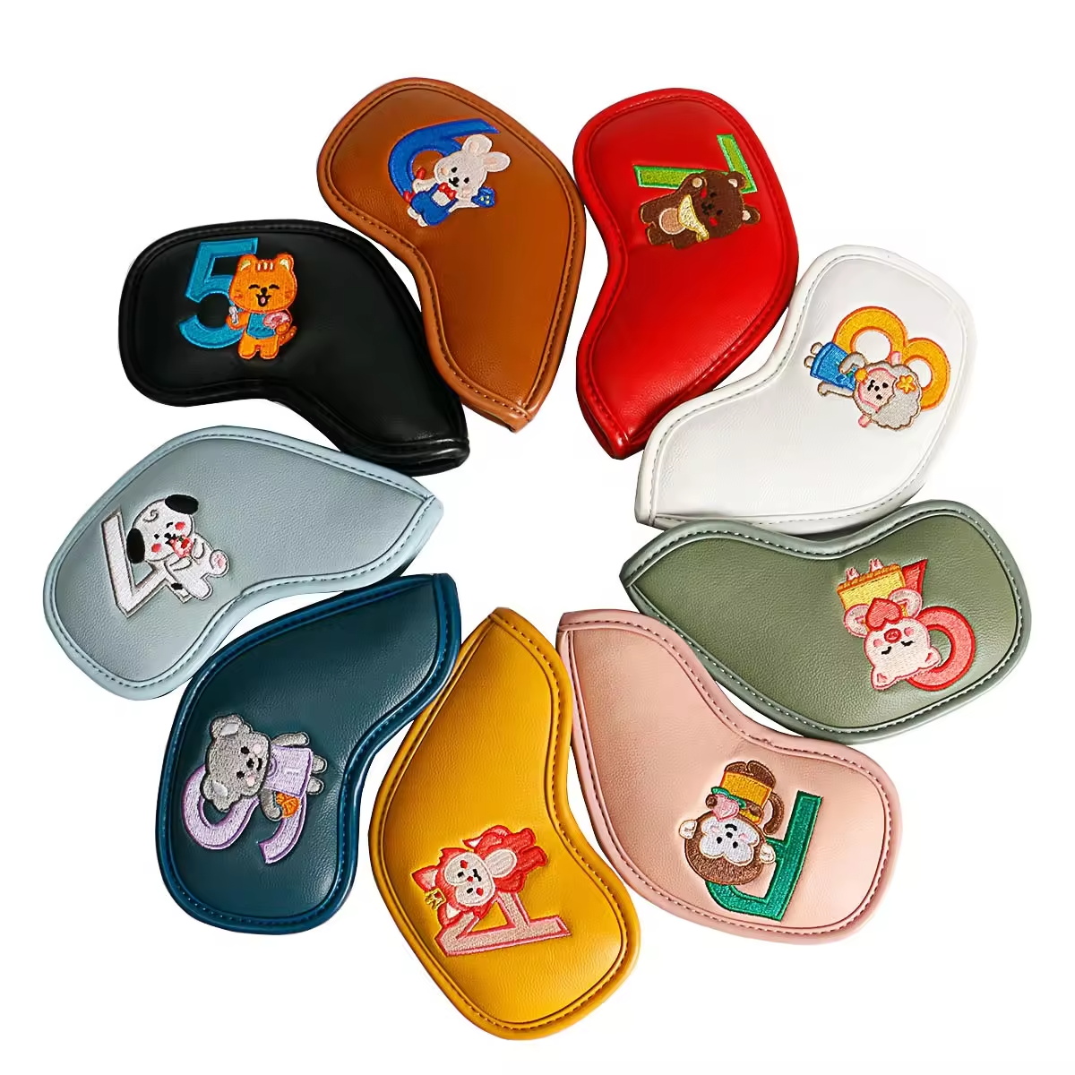 9個入りのかわいい漫画風動物ゴルフアイアンヘッドカバー、PU - Golf Equipment Nearby のレビューと価格
