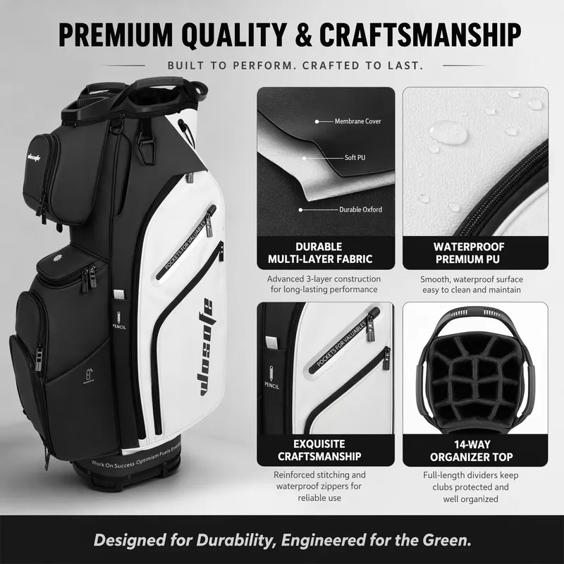 Wosofe 14ウェイゴルフカートバッグ 防水ナイロンPU - Golf Bag Stand Cart のレビューと価格