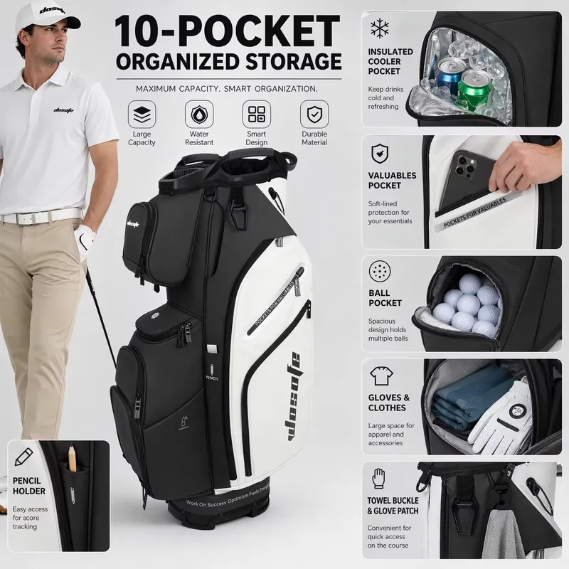 Wosofe 14ウェイゴルフカートバッグ 防水ナイロンPU - Golf Bag Stand Cart のレビューと価格